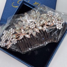 Silver Rhinestone Fancy Hair Comb Wedding Bridal Prom Evening Sweet 16 Quince