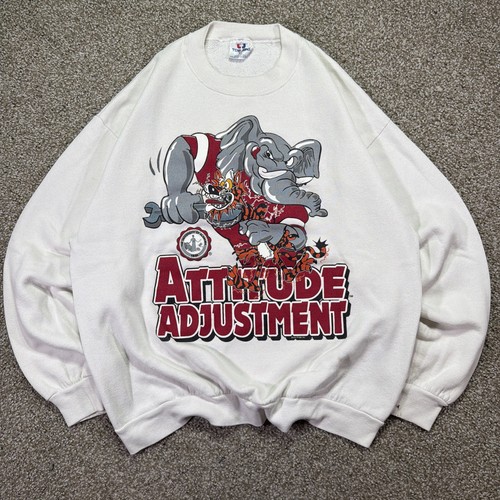 Vintage 90s Alabama Crimson Tide Sweatshirt Funny Beat Auburn Size XL White
