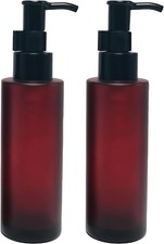 3.4 oz 100ml Dark Red Frosted Glass Lotion Pump Bottles 2 Pack Empty Refillable