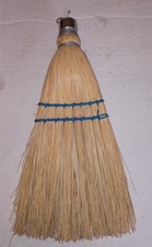 Vtg Primitive Straw Hand Whisk Broom Wire Wrap Metal Ring Hook Fits Rite 12"