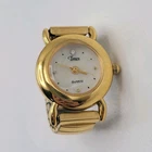 Vintage Gold-Tone Timex Quartz Watch Ring Stretch Band Works -New Battery
