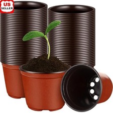 600 Sturdy Plastic Plant Nursery Pots W/ Drainage Holes Seedlings & Flowers New