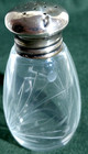 Vintage Etched Floral Glass Salt & Pepper Shakers with Sterling Tops — photo 5