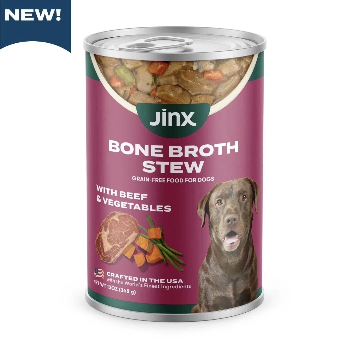 Jinx Grain-Free High Protein Beef Bone Broth Stew Canned Dog Food (24 cans)