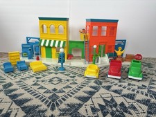 VINTAGE 1 2 3 SESAME STREET PLAYSET, ILLCO PRESCHOOL WITH EXTRAS