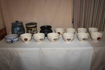 Bizen Kyo Ware Tea Bowls Mizusashi Kensui Set 14 Items Vintage Collection