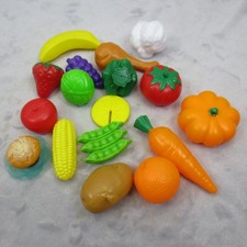 17 Pcs Play Food Plastic Fruits Vegetables Dessert Pretend Kitchen Toy Mixed Set
