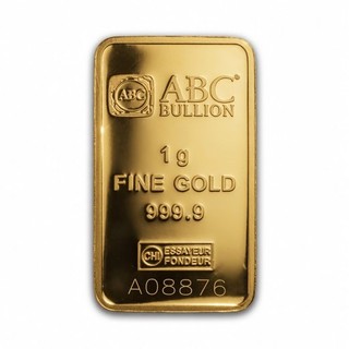 1 gram 999.9 Fine Solid Gold ABC Bullion Minted Tablet Ingot Bar Sealed