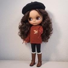 Blythe Doll 12" Dark Brown Curly Hair Tan Skin Matte Face 1/6 BJD Jointed Body