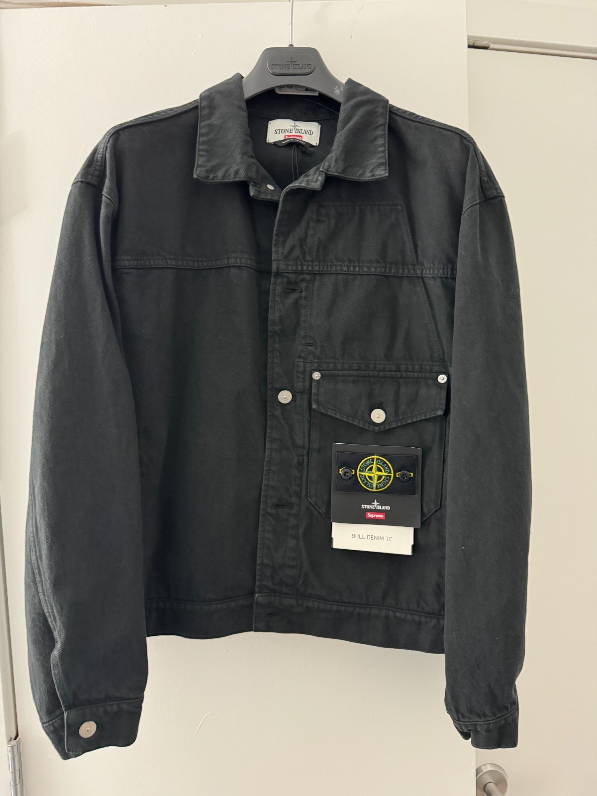 Supreme Stone Island Denim Trucker Jacket Black Medium Brand New