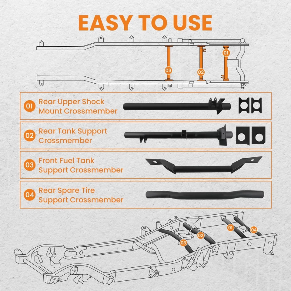 Front & Rear Fuel Tank Support Crossmember for 99-06 Chevy Silverado GMC Sierra Foto 4 de 4