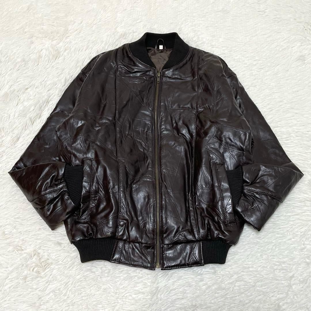 Rare patchwork lamb leather jacket L equivalent M… - image 1