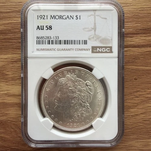 1921 Morgan Silver Dollar NGC AU 58 90% Silver Shiny Very Nice 🔥🔥