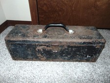 Vintage John Deere Tractor Implement Toolbox Tool Box Black Agricultural W Tray