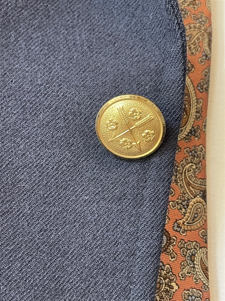 Chaqueta Blazer De Colección English Manor 44R Lana Azul Marino Sarga Pesada Botón Dorado 2Btn Foto 4 de 4