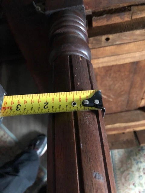 Antique Oak Drop Leaf Kitchen Table W/Steel Wheels in Vintage Shape - Image 4 of 4