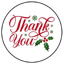 THANK YOU RED HOLLY CHRISTMAS ENVELOPE SEALS LABELS STICKERS PARTY FAVORS