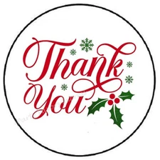 THANK YOU RED HOLLY CHRISTMAS ENVELOPE SEALS LABELS STICKERS PARTY FAVORS