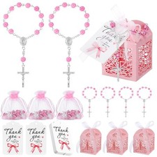 100 Pcs Baptism Favors Set Includes 25 Pcs Mini Rosary 25 Pcs Cross Boxes 25 ...