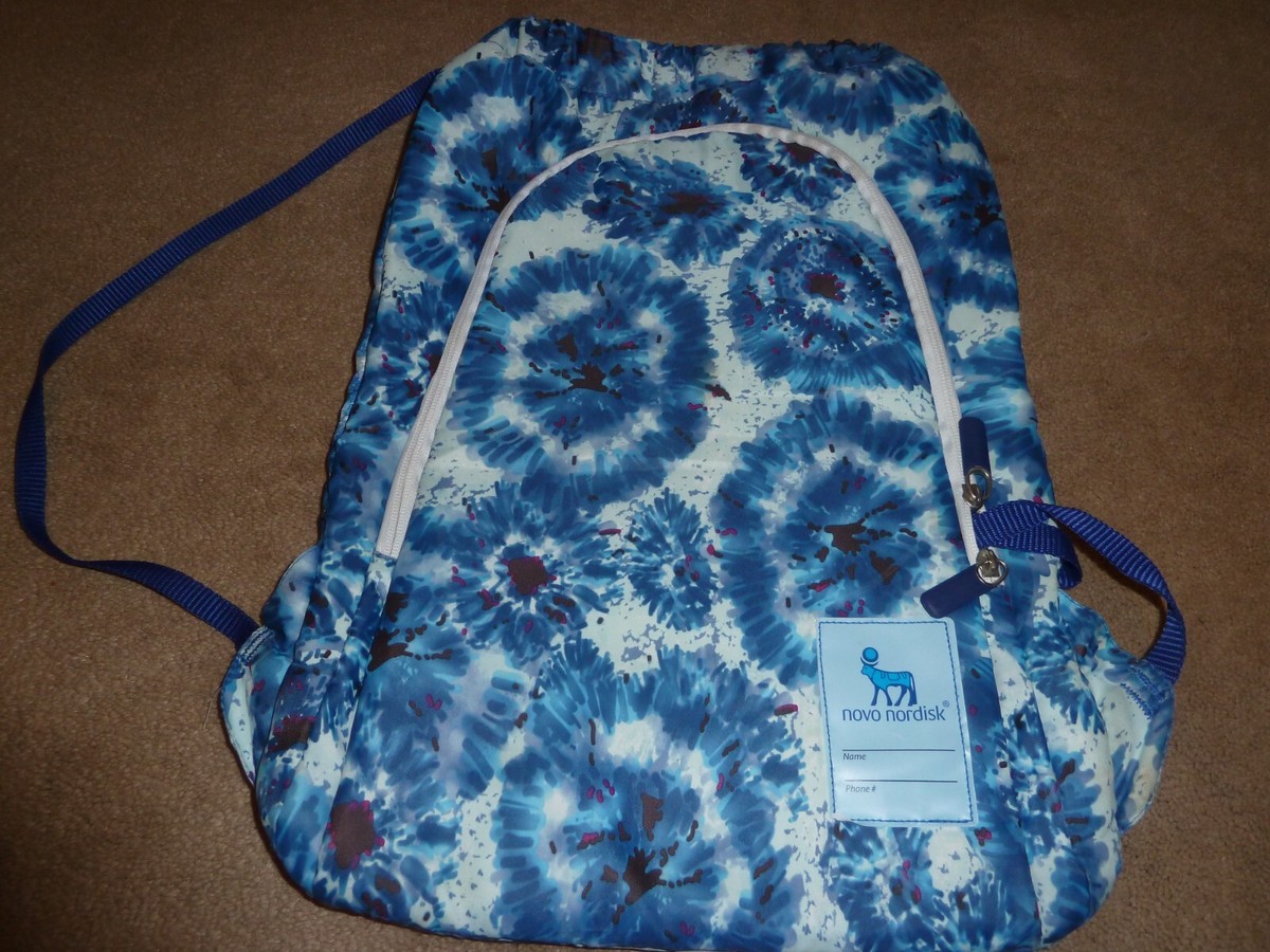 Insulated Backpack Blue Floral Tie Dye Novo Nordisk Zippered  display picture 1