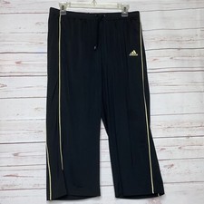 Adidas Black Gold Cropped Track Pants Size M Drawstring Waist