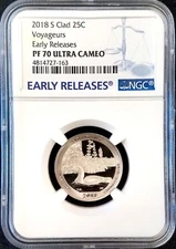 2018 S Proof Clad Voyageurs Quarter, NGC Early Releases, PF 70 Ultra Cameo!