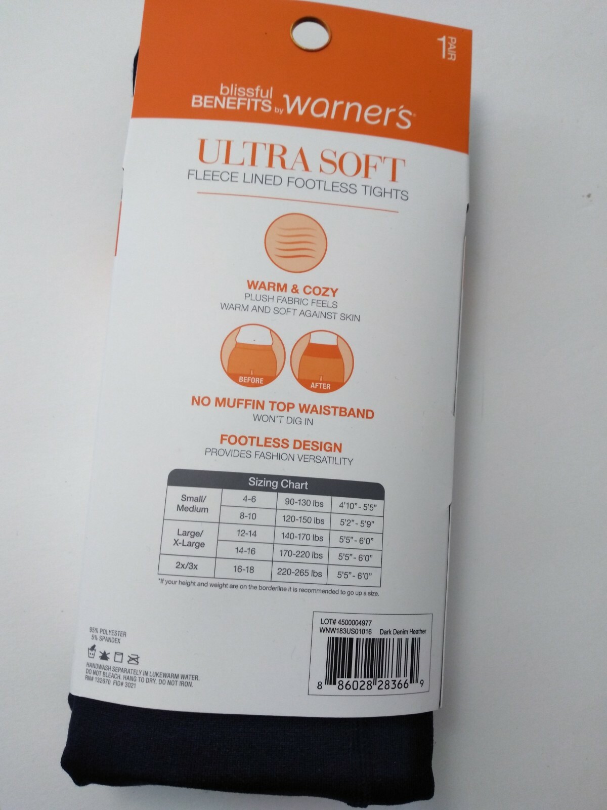 Blissful Benefits Dark Denim Ultra Soft Fleece Lined Footless Tights L/XL 1 Pair 886028283669 eBay