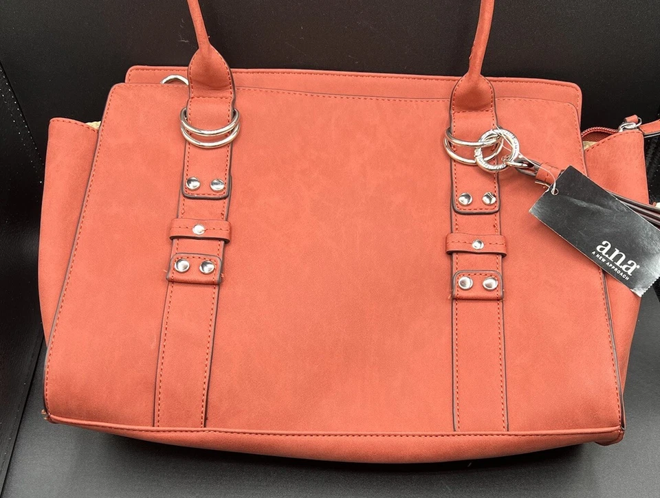 Cartera A.N.A Un Nuevo Enfoque Marrón Naranja Gamuza Como Material Cierre de Cremallera Foto 4 de 4