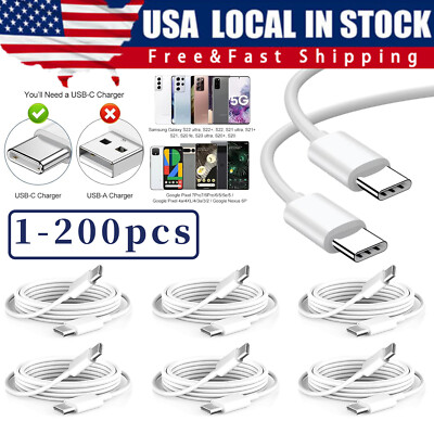 USB-C to USB C Type-C Fast Charging Data SYNC Charger Cable Cord 3/6/10FT Lot