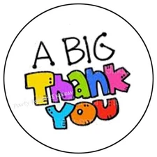 30 A BIG THANK YOU ENVELOPE SEALS LABELS PARTY FAVORS STICKERS 1.5"