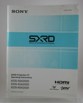 Sony SXRD KDS-50A2020 Owner's Manual KDS-55A2020 KDS-60A2020 ENG/FRE Warranty