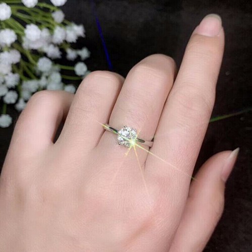 1.50 Ct Round VVS1 Diamond Solitaire Engagement Ring 14K White Gold Over Size P - Picture 6 of 6