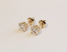 1.60 Carat Moissanite Stud Earrings in 14k Yellow Gold Charles and Colvard