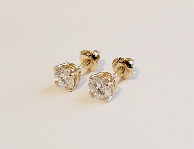 1.60 Carat Moissanite Stud Earrings in 14k Yellow Gold Charles and Colvard