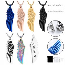 Angel Wing Cremation Necklace for Ashes Stainless Steel Urn Pendant Ashes Holder