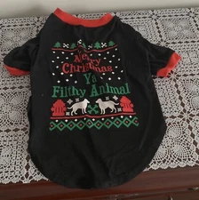 Vibrant Life Dog Holiday Tee Shirt Medium Merry Christmas Ya Filthy Animal Black