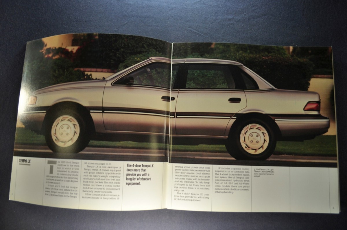 1990 Ford Tempo Catalog Brochure GL GLS LX Sedan Excellent