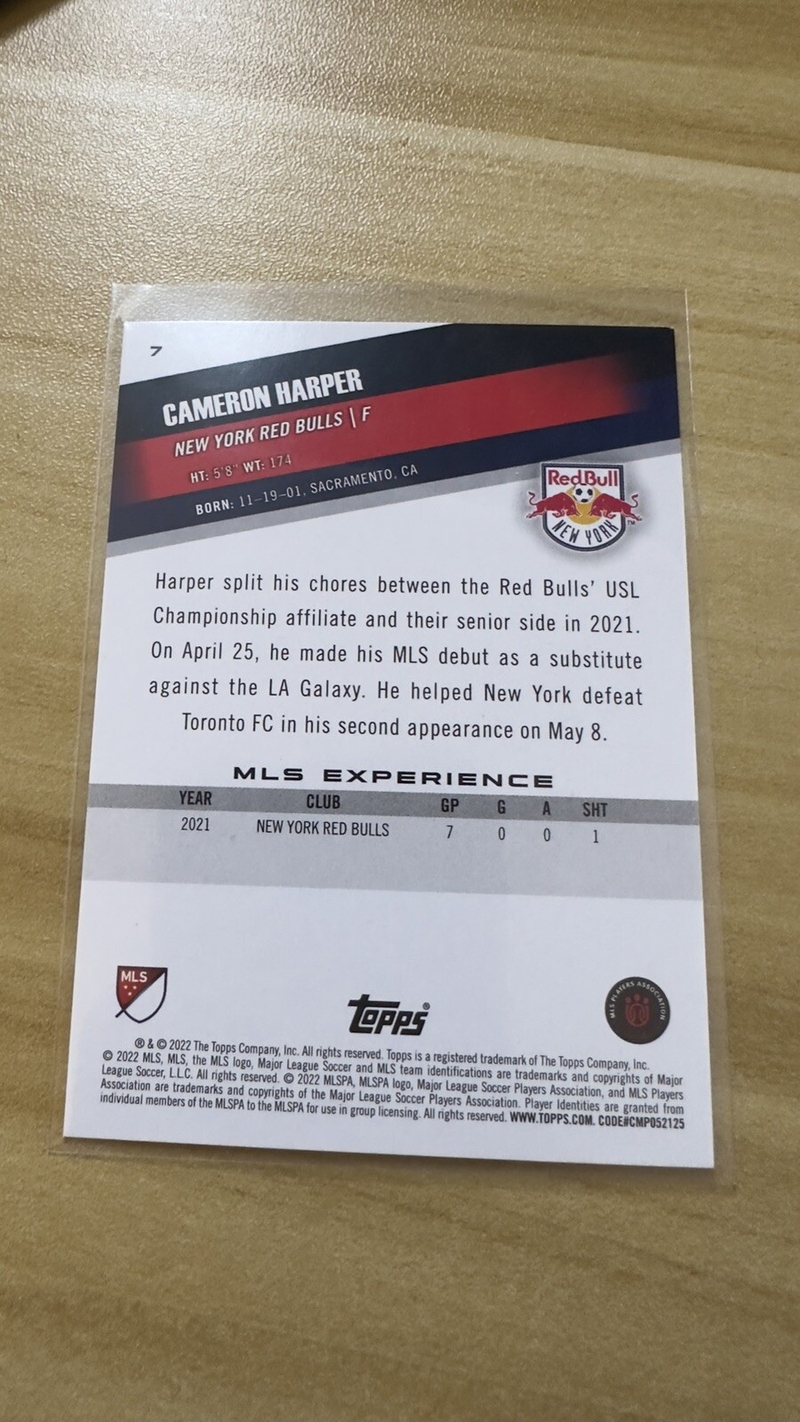 2022 Topps MLS Icy Foil 7 Cameron Harper RC Rookie New York Red