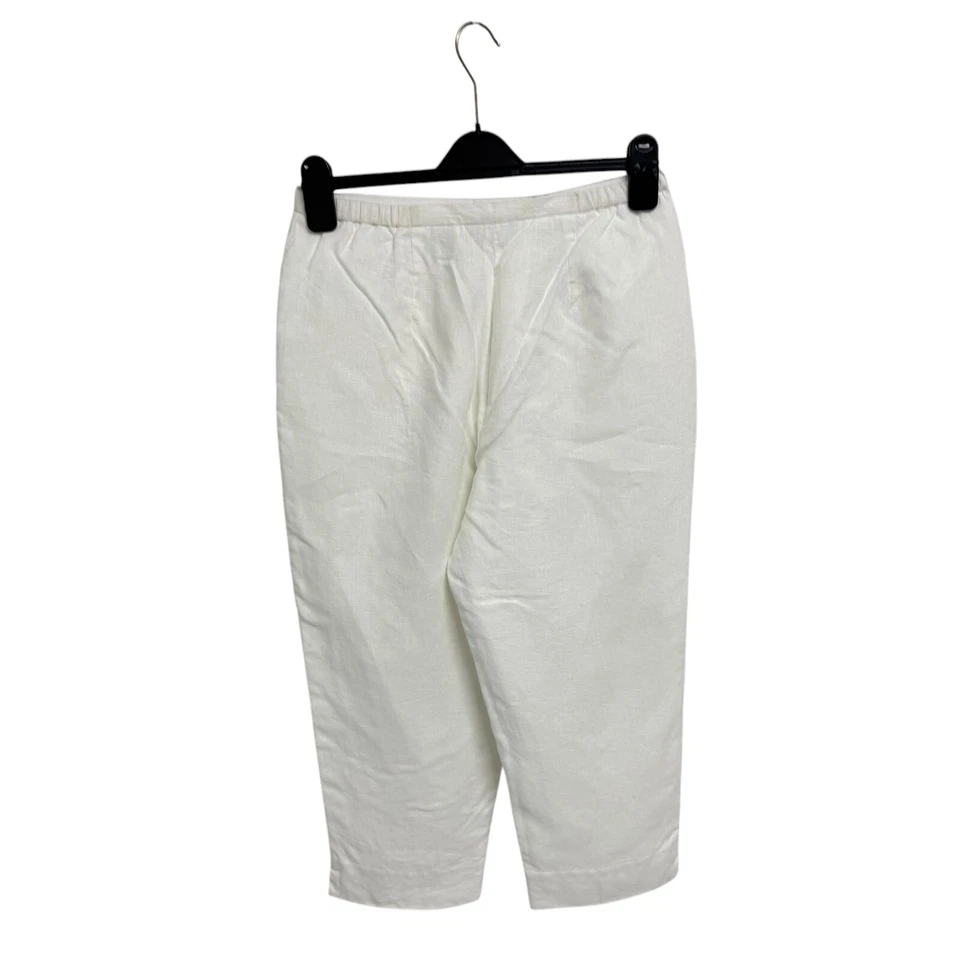 Vestido feminino Laura Ashley calça forrada branca 100% linho com bolsos tamanho 6P - Imagem 3 de 4