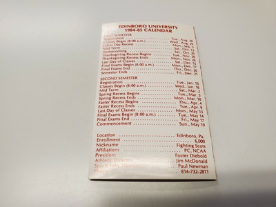 JS15 Edinboro University 1984 Fall Sports (Football/Soccer/ETC) Pocket  Schedule | eBay