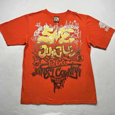 5ive Jungle  & Co King's County Walk of Life T-Shirt Men 2XL Orange Graphic Logo