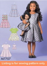 SEWING PATTERN Sew Matching Girls 18" Doll Clothes Dress Fits American Girl 7707