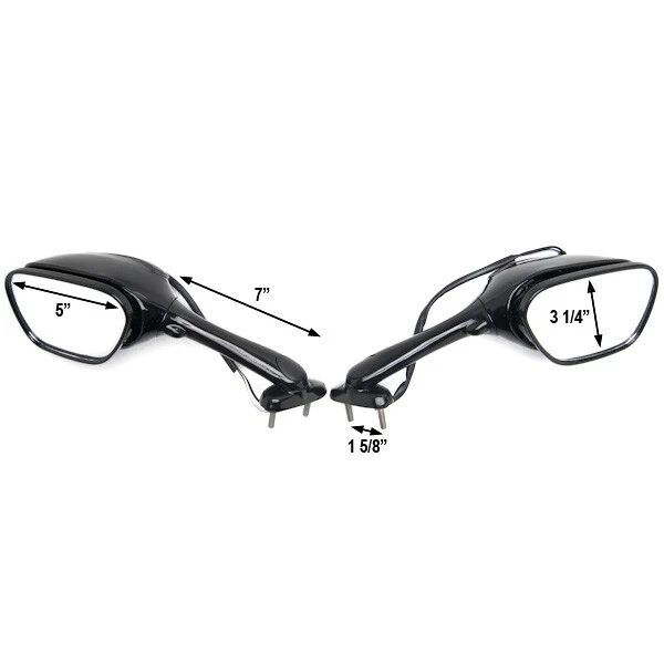Espejos retrovisores negros izquierda y derecha para Suzuki GSXR 750 / GSX-R750 2006-2016 Foto 2 de 3