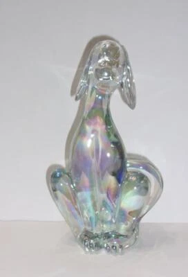 Viking Mold Epic Line Crystal Carnival Glass Sitting Dog Figurine Mosser USA - Image 1 of 4