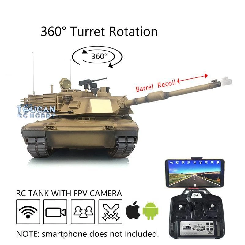Henglong 1/16 7.0 Upgraded Barrel Recoil M1A2 Abrams BB IR RTR RC FPV Tank 3918 - Image 2 of 3