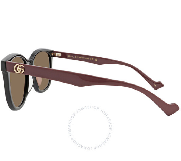 サングラス Gucci Sunglasses GG1001SK 002 Brown Asian Fit '22 Gucci Women's GG1001SK-002 Black & Brown Frame / Brown