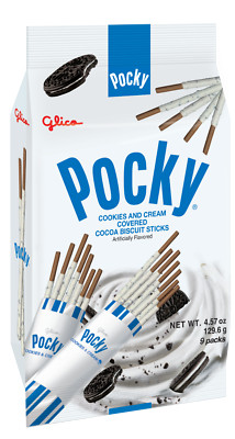 Glico Pocky Cookies and Cream Biscuit Sticks - Family Pack 4.57oz (9 Count)