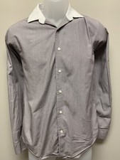 Men's Size 16 Slim Fit Calvin Klein Purple Striped Button Down Dress Casual