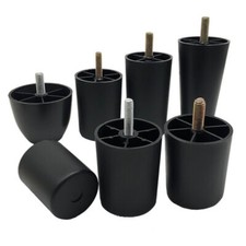 Patas de plástico negro piezas nivelación atornillable muebles patas de sofá sofá patas redondas