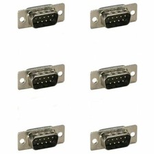 6 x DB9 9-Pin Male Connector RS232 Serial Port Solder Cup Socket Assembly Gold